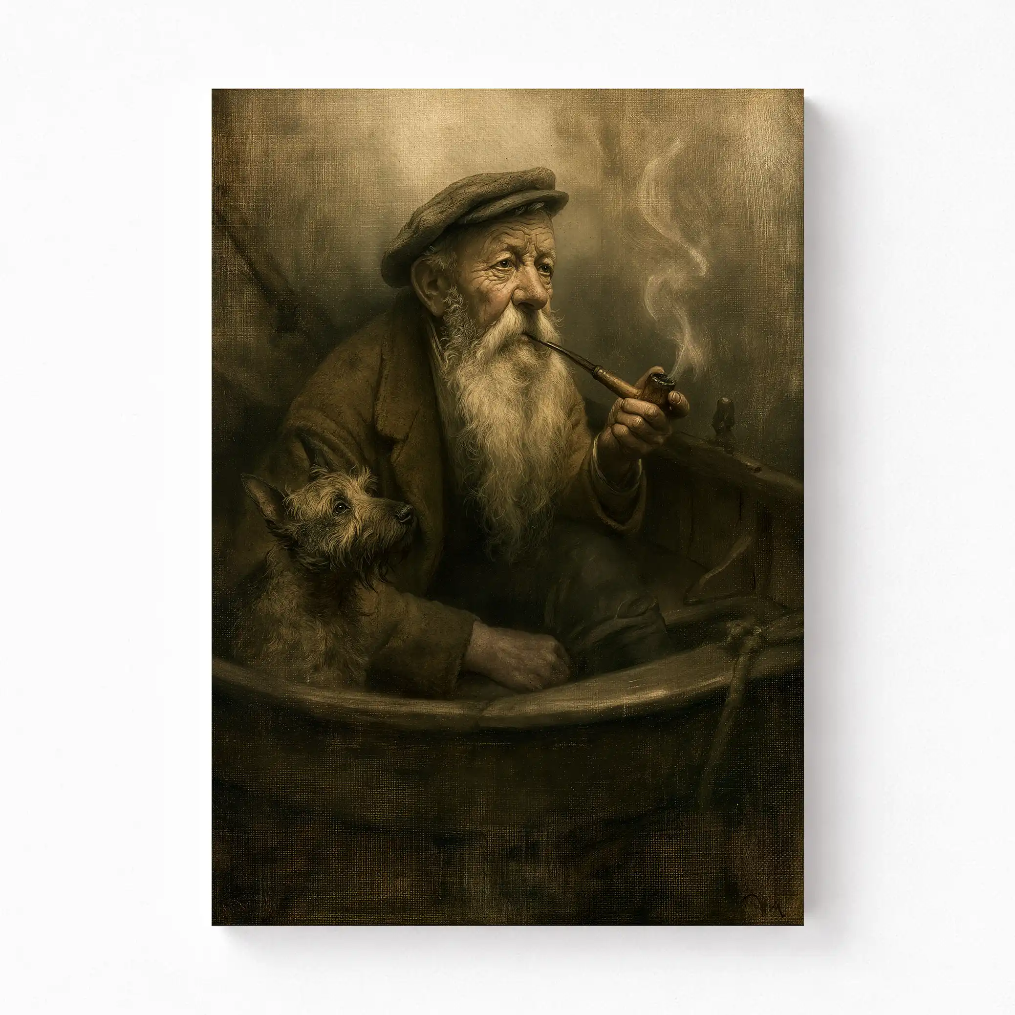 The Old Sailor & His Hound Vintage Canvas Art