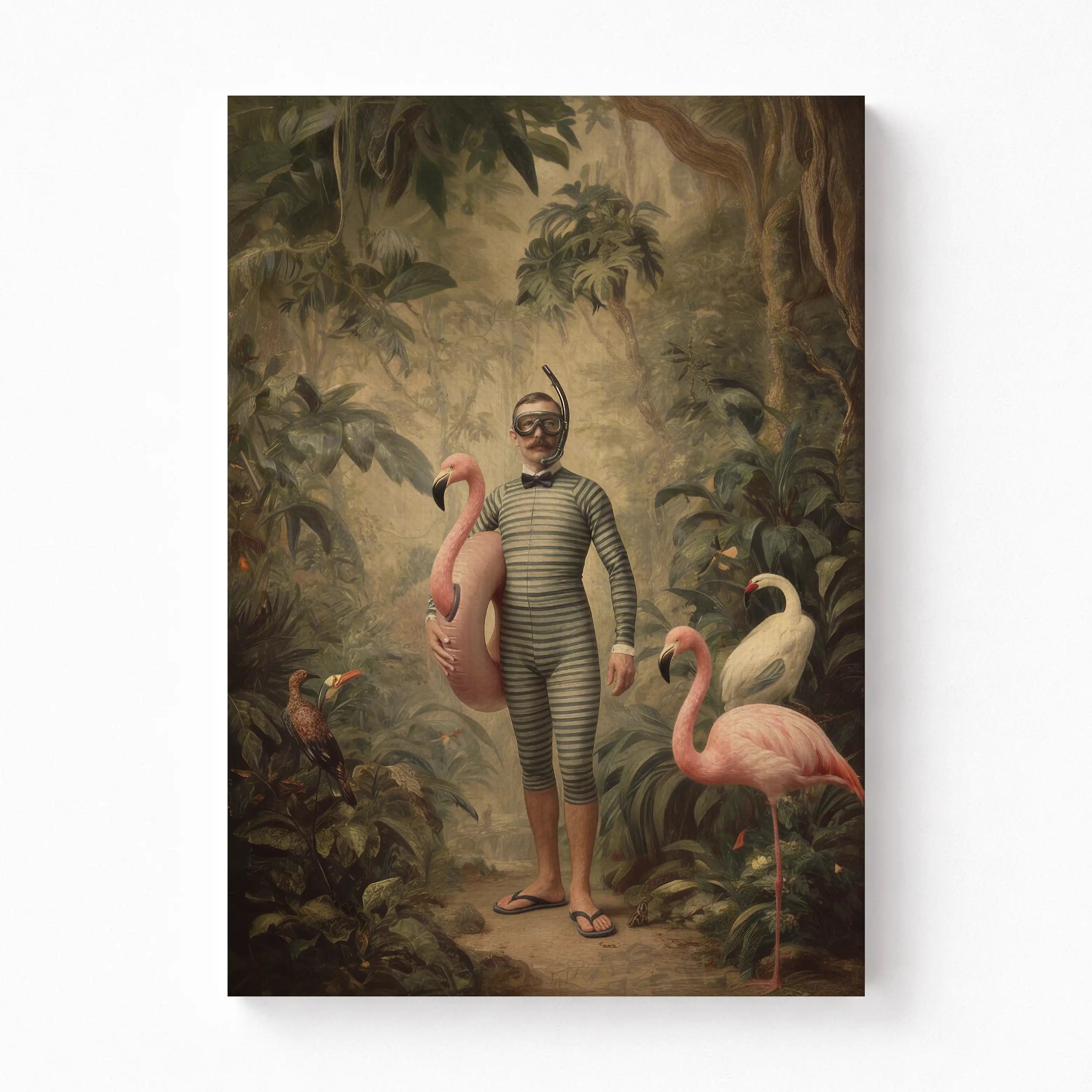 The Jungle Snorkeler Stretched Canvas Art