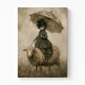 The Girl with the Floral Umbrella Whimsical Canvas Art