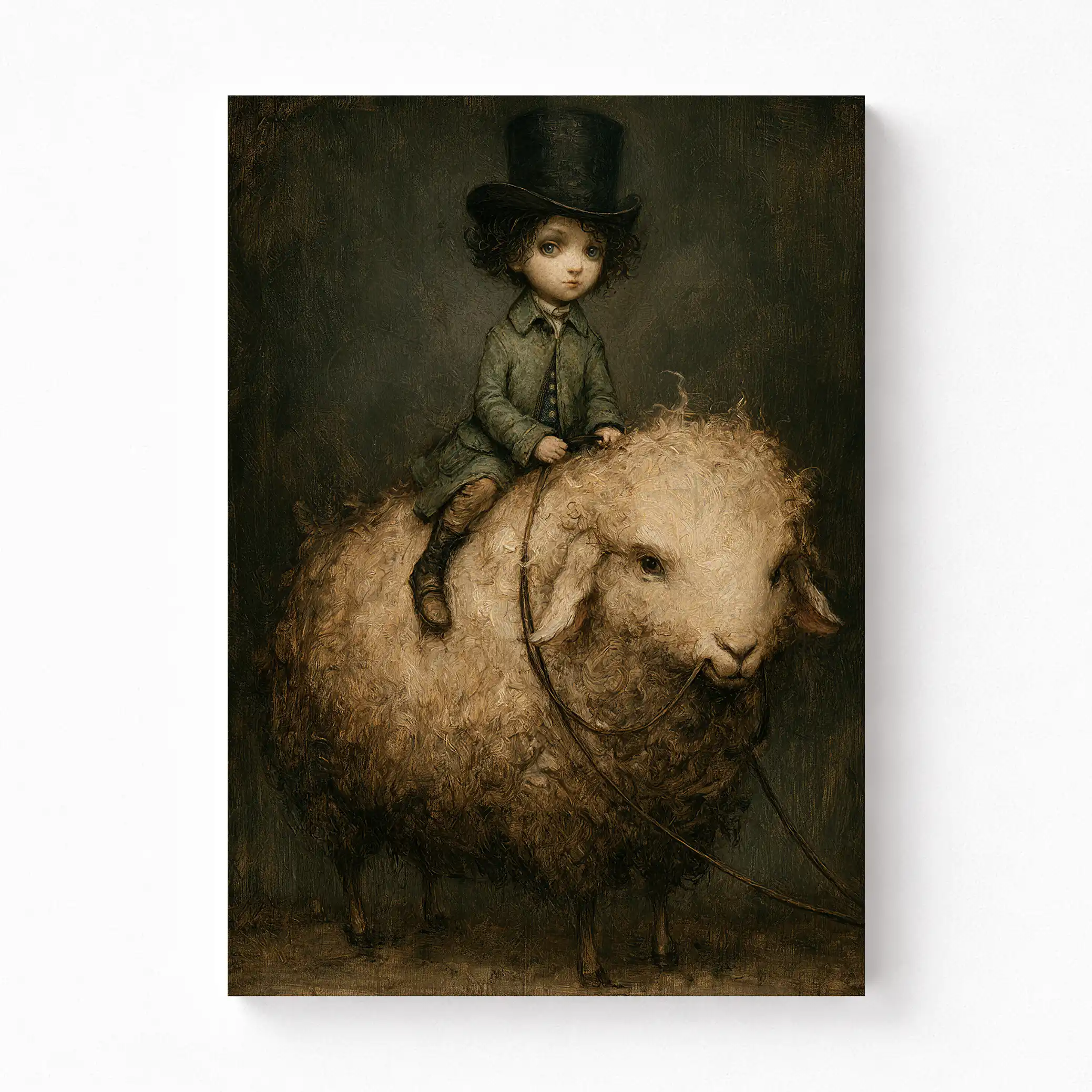 The Boy & The Grand Sheep Whimsical Canvas Art