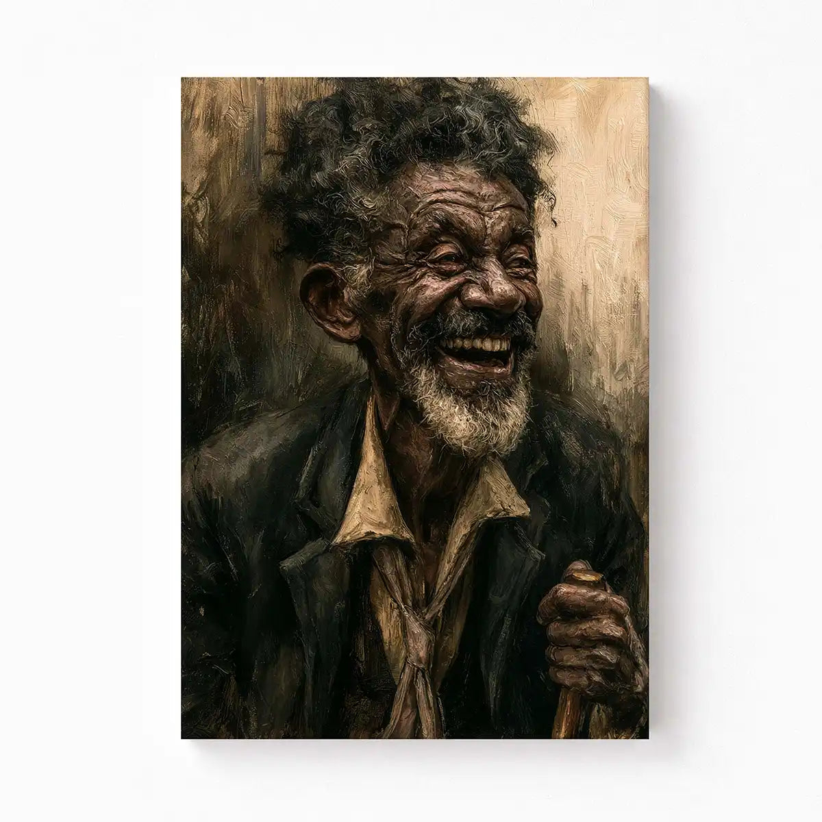 Laughter & Lines: Expressive Fine Art Old Man Portrait Painting