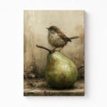 Vintage Bird on a Pear Still Life Wall Art Print