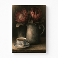 Vintage Proteas & Delft Teacup Canvas Art