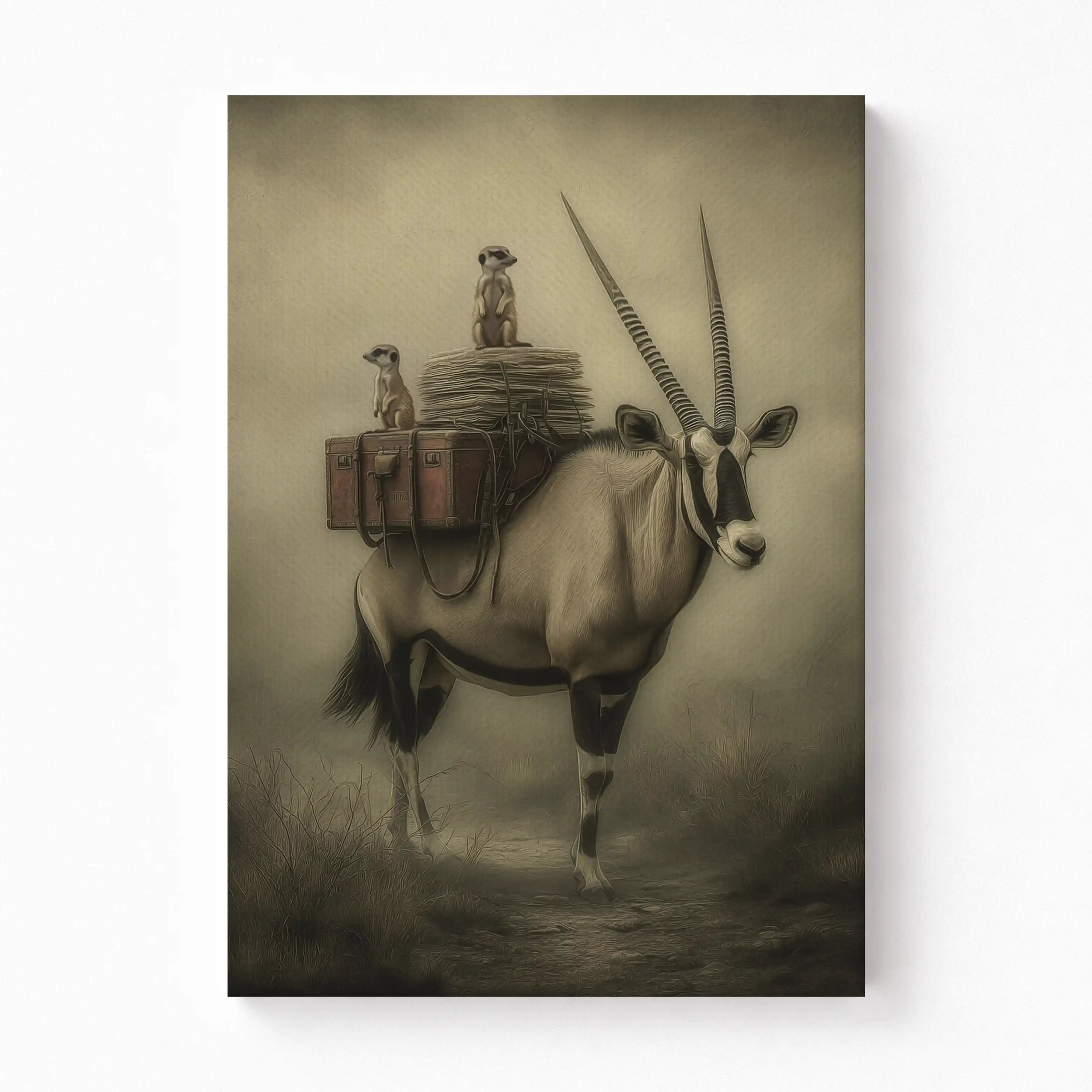 Travelers of the Great Karoo – The Oryx and Meerkats Canvas Art