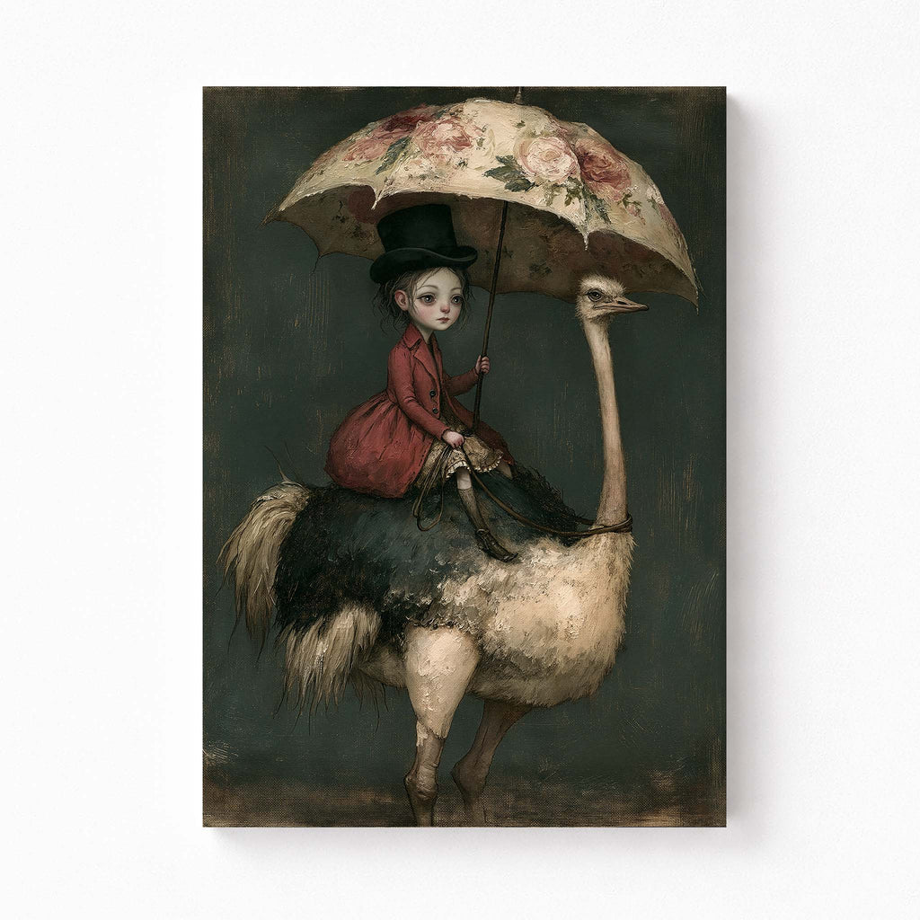 The Ostrich Rider | Pop Surrealism Fine Art Canvas Print