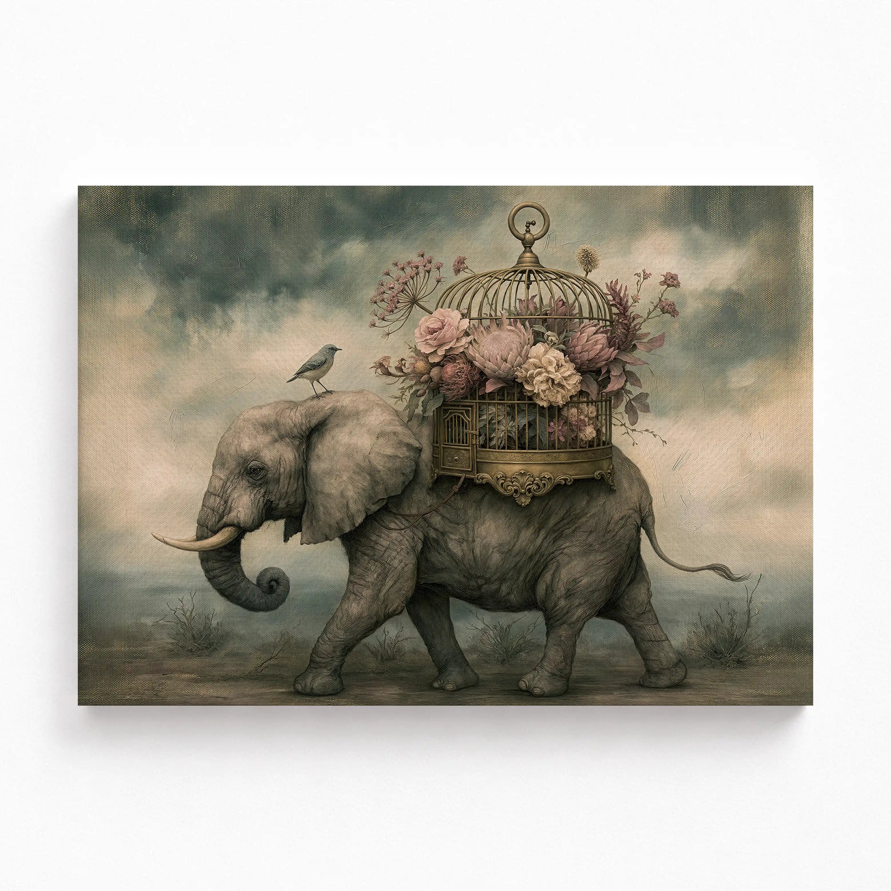 The Journeying Giant Whimsical Elephant Canvas Art