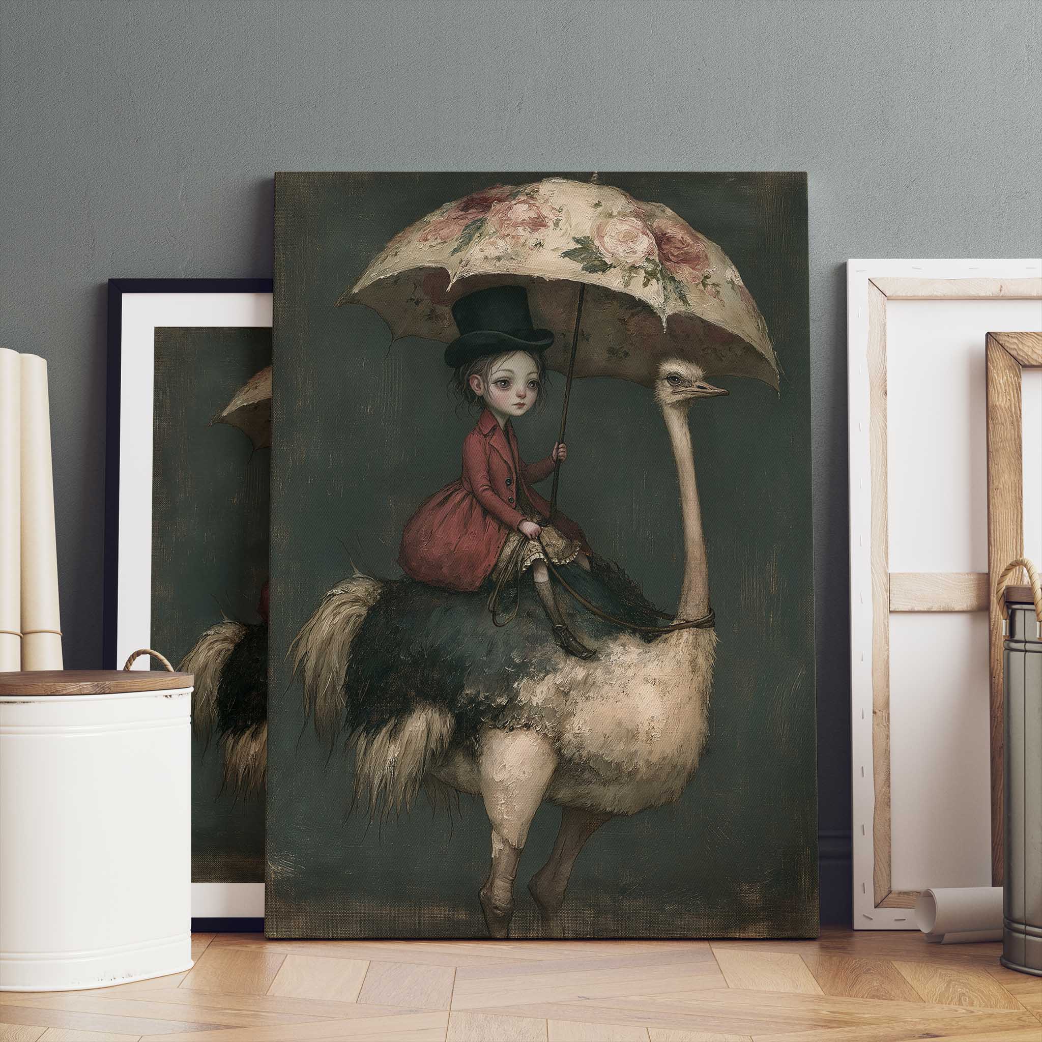 The Ostrich Rider | Pop Surrealism Fine Art Canvas Print