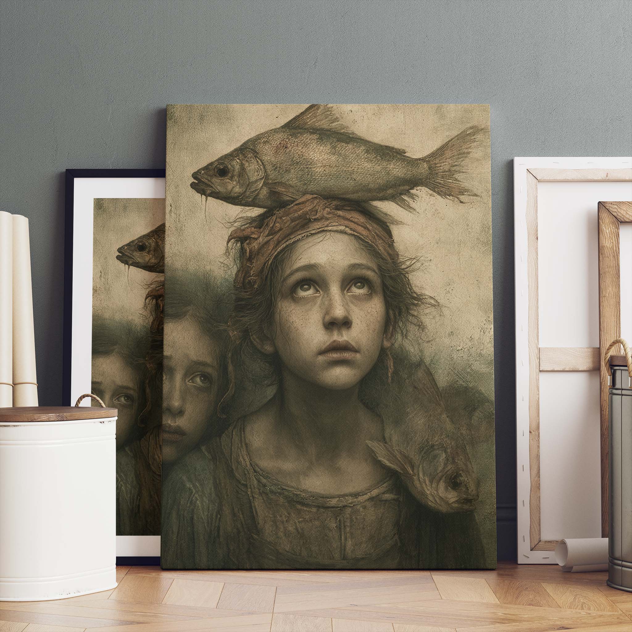 The Burden of the Catch Surreal Vintage Portrait