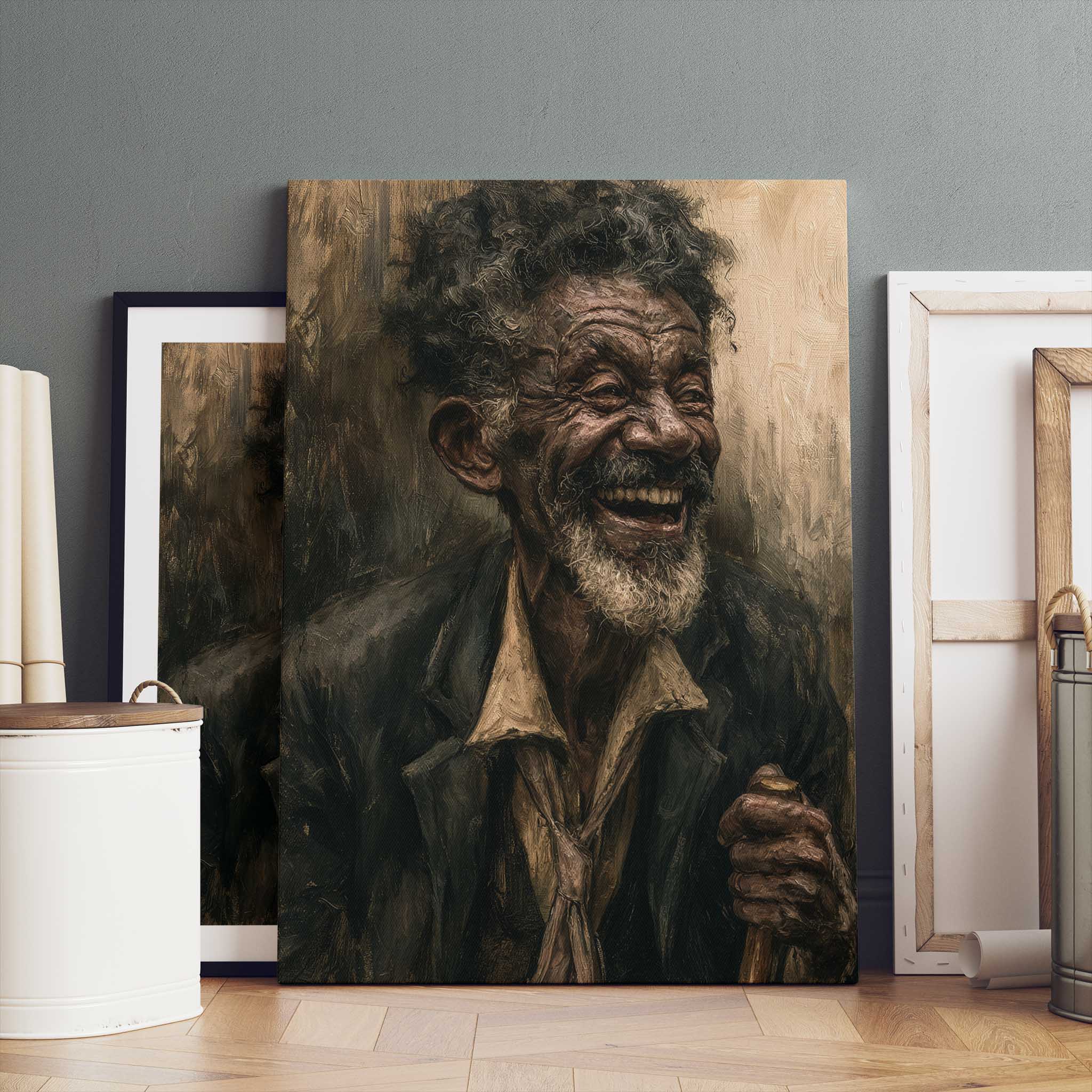Laughter & Lines: Expressive Fine Art Old Man Portrait Painting