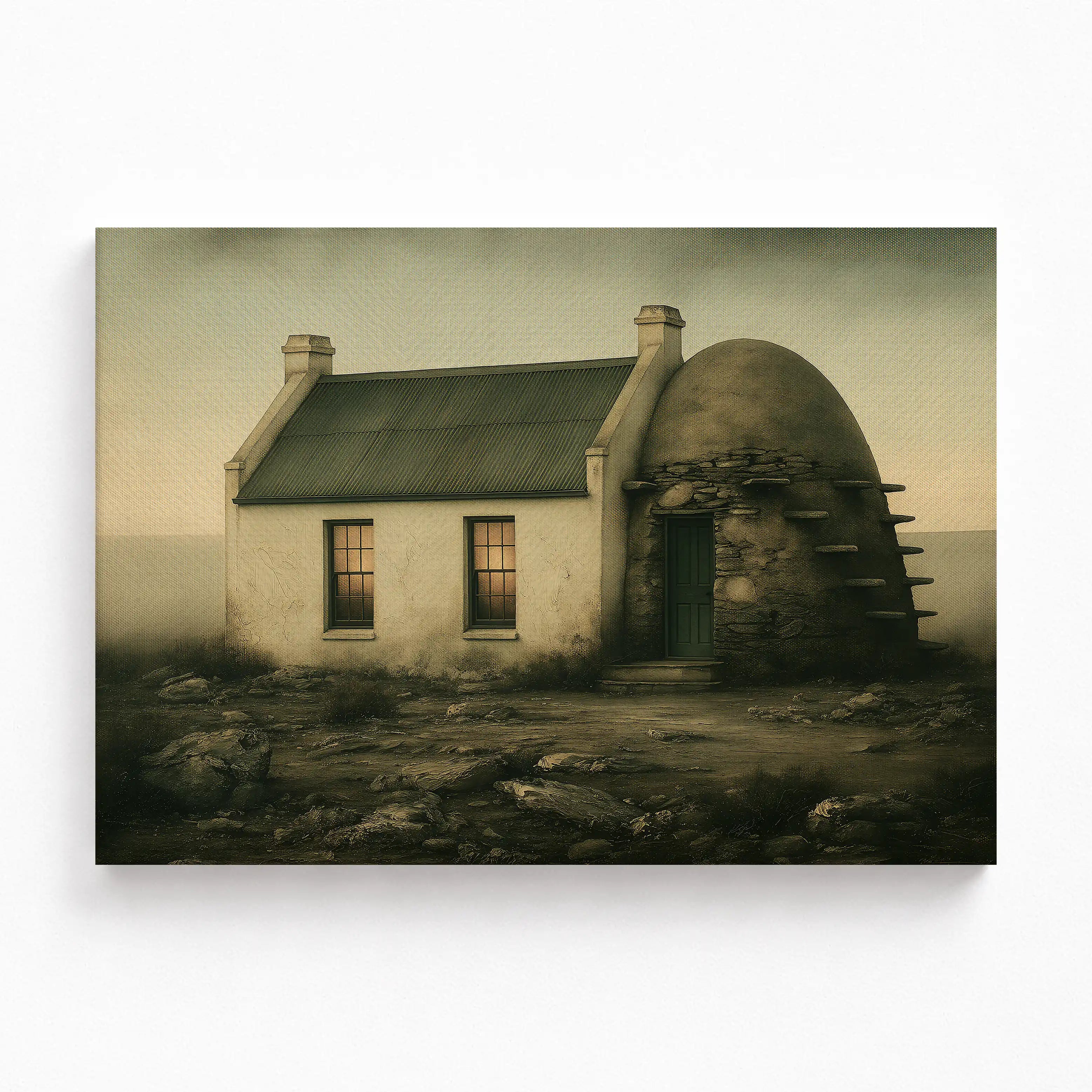 Karoo Twilight Corbelled House Stretched Canvas Art Print