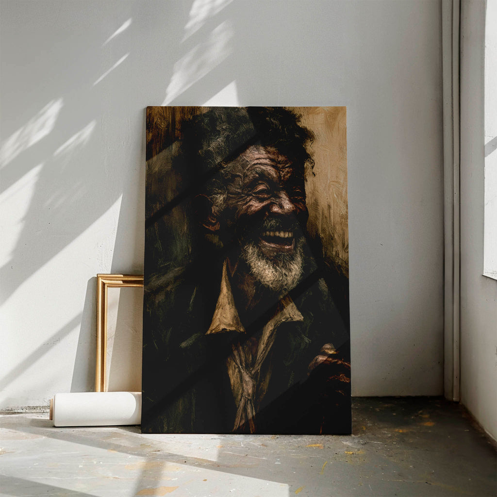 Laughter & Lines: Expressive Fine Art Old Man Portrait Painting