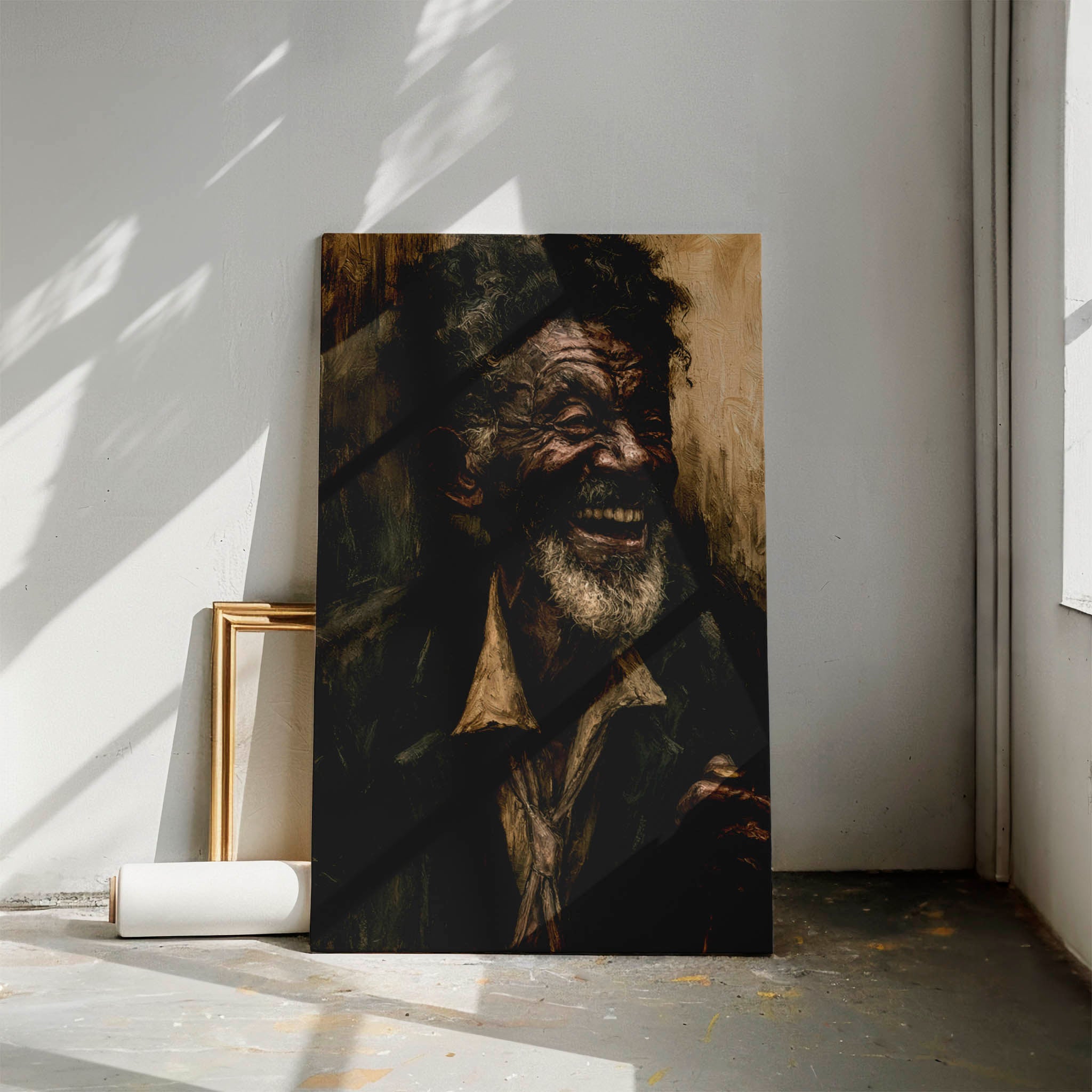 Laughter & Lines: Expressive Fine Art Old Man Portrait Painting
