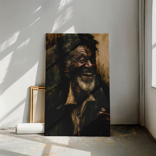Laughter & Lines: Expressive Fine Art Old Man Portrait Painting