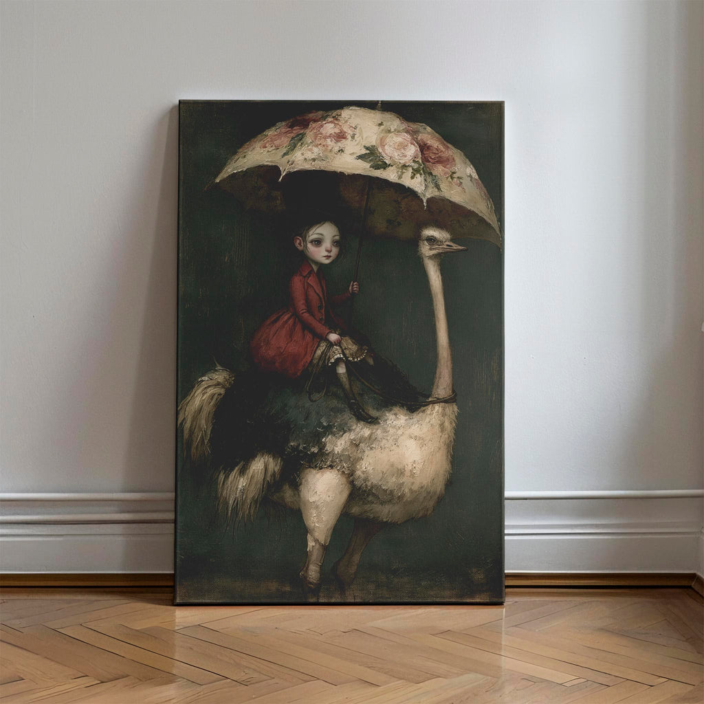 The Ostrich Rider | Pop Surrealism Fine Art Canvas Print