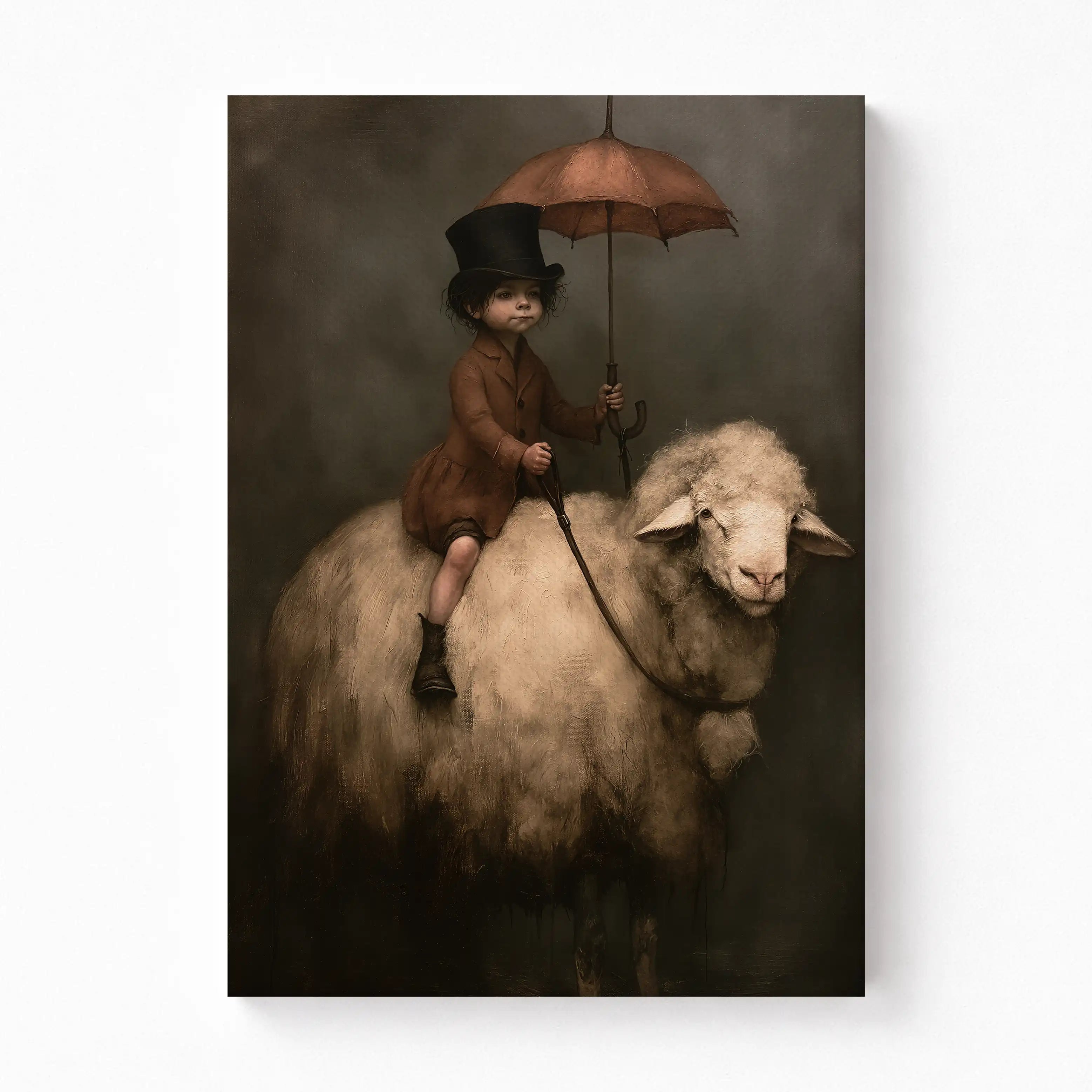 The Crimson Parasol Whimsical Canvas Art