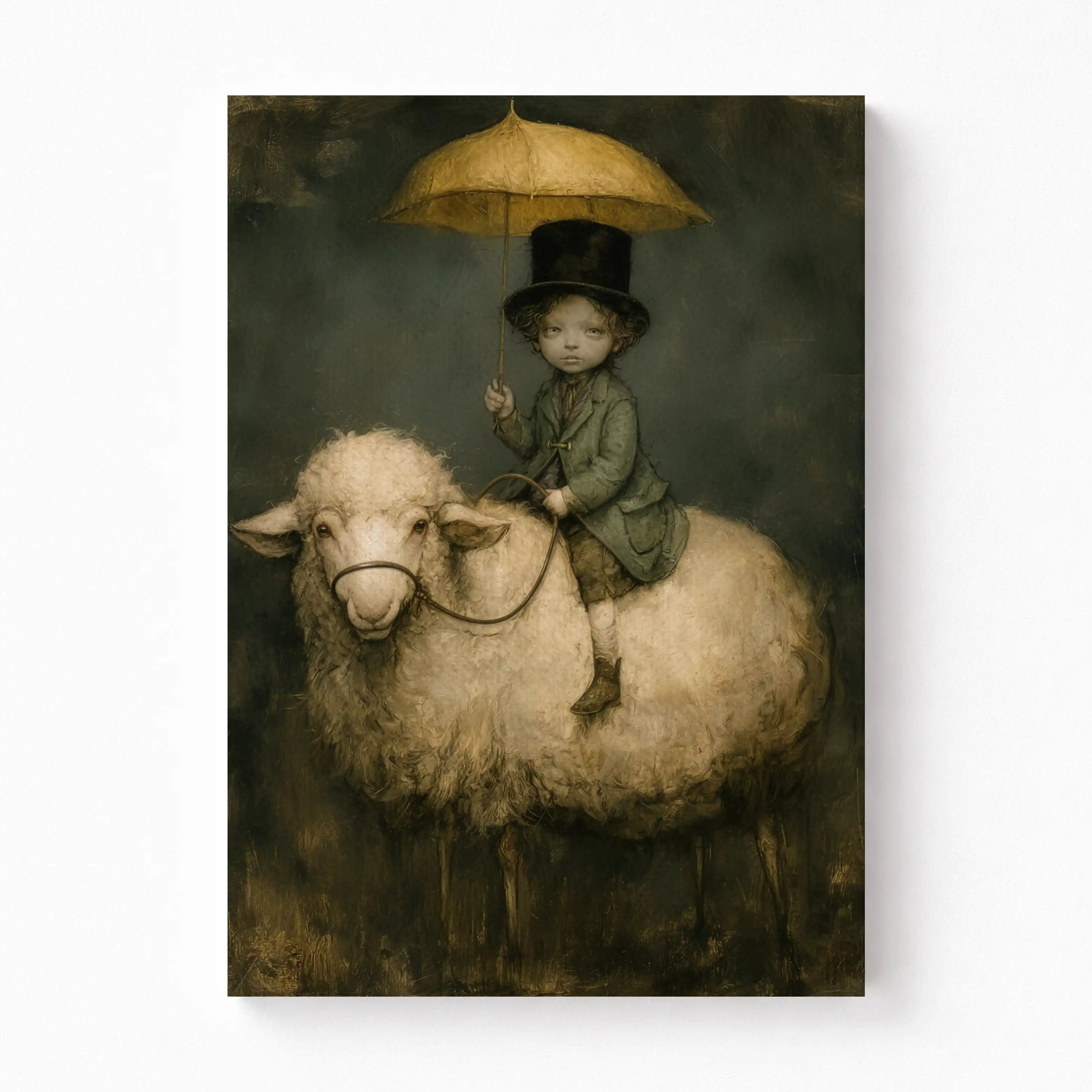 The Golden Umbrella Whimsical Canvas Art